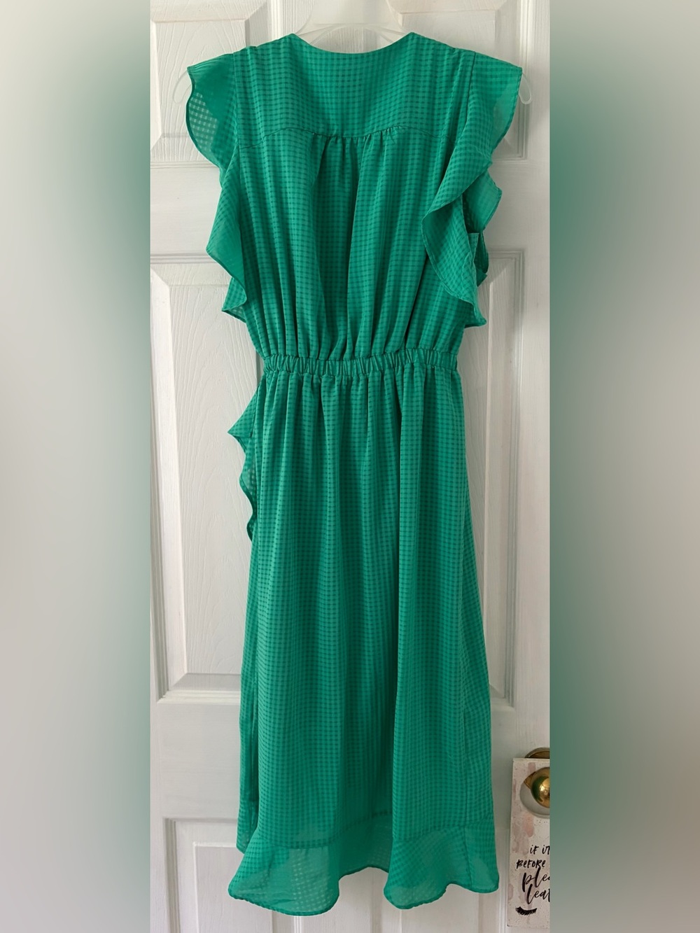 a new day Teal Green Wrap Dress with Ruffle Trim - Picture 4 of 4